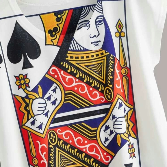 Poker Card Short Sleeve Top in S, M, L - Picture 3 of 3
